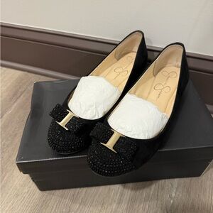 Jessica Simpson Black Flats with Gold Buckle